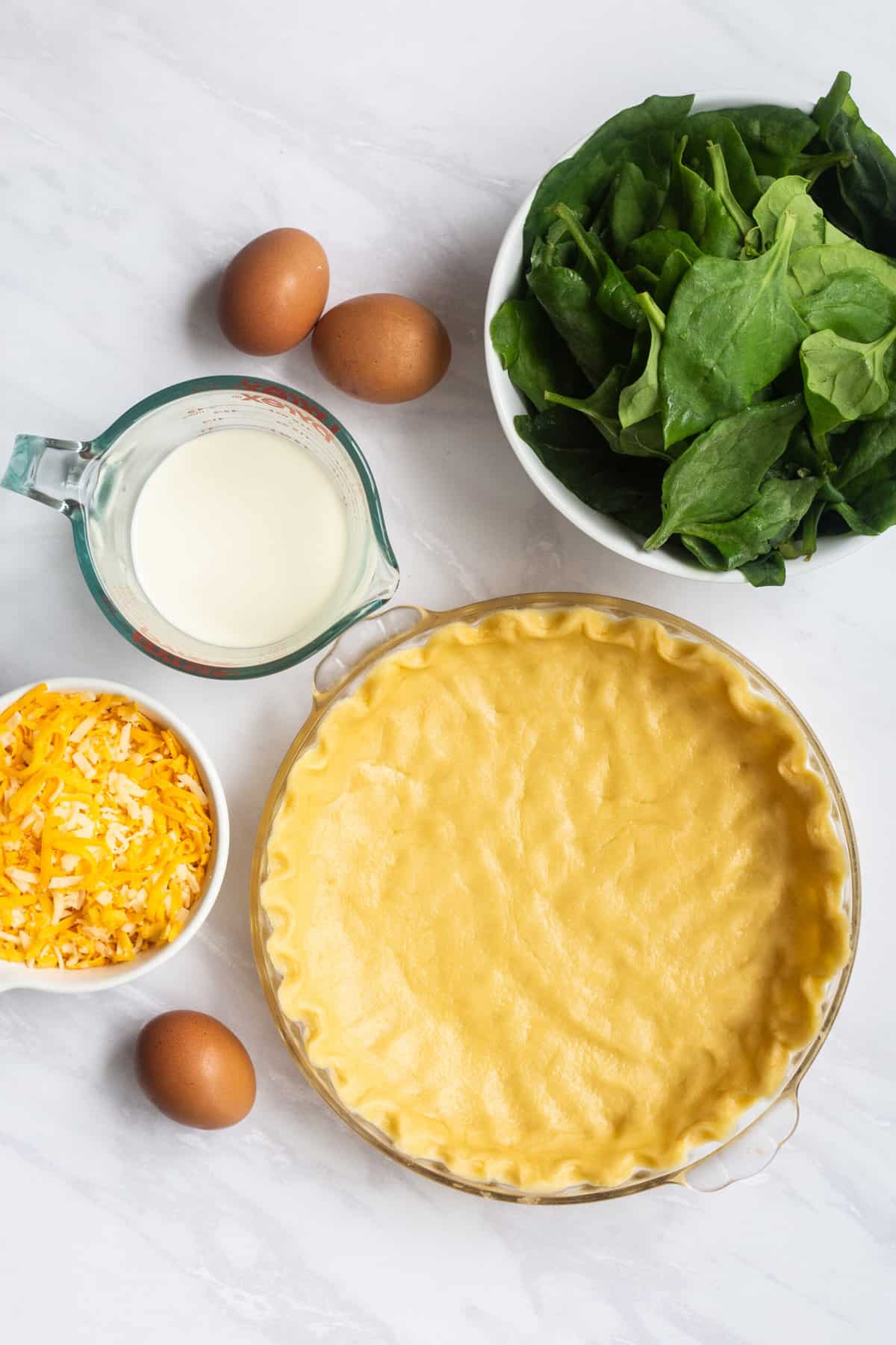 ingredients to make spinach cheese quiche
