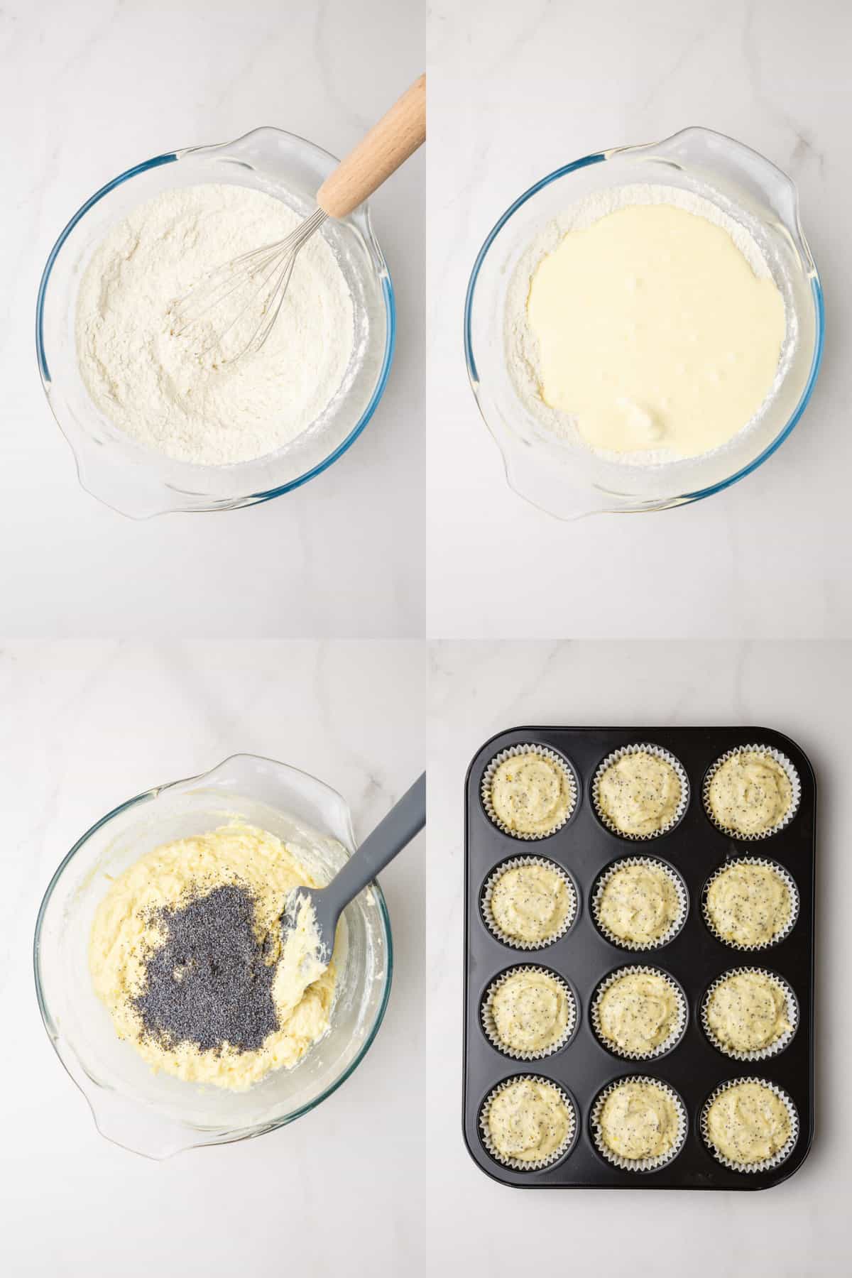 steps to make lemon poppy seed muffins