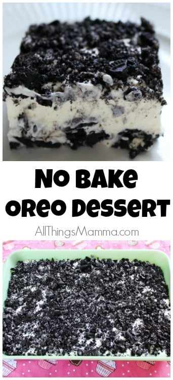 This No-Bake Oreo Dessert is a quick and easy no-bake dessert you're gonna love!  This chocolate dessert is made up of pudding, cream cheese, cool whip, and Oreos, of course. 