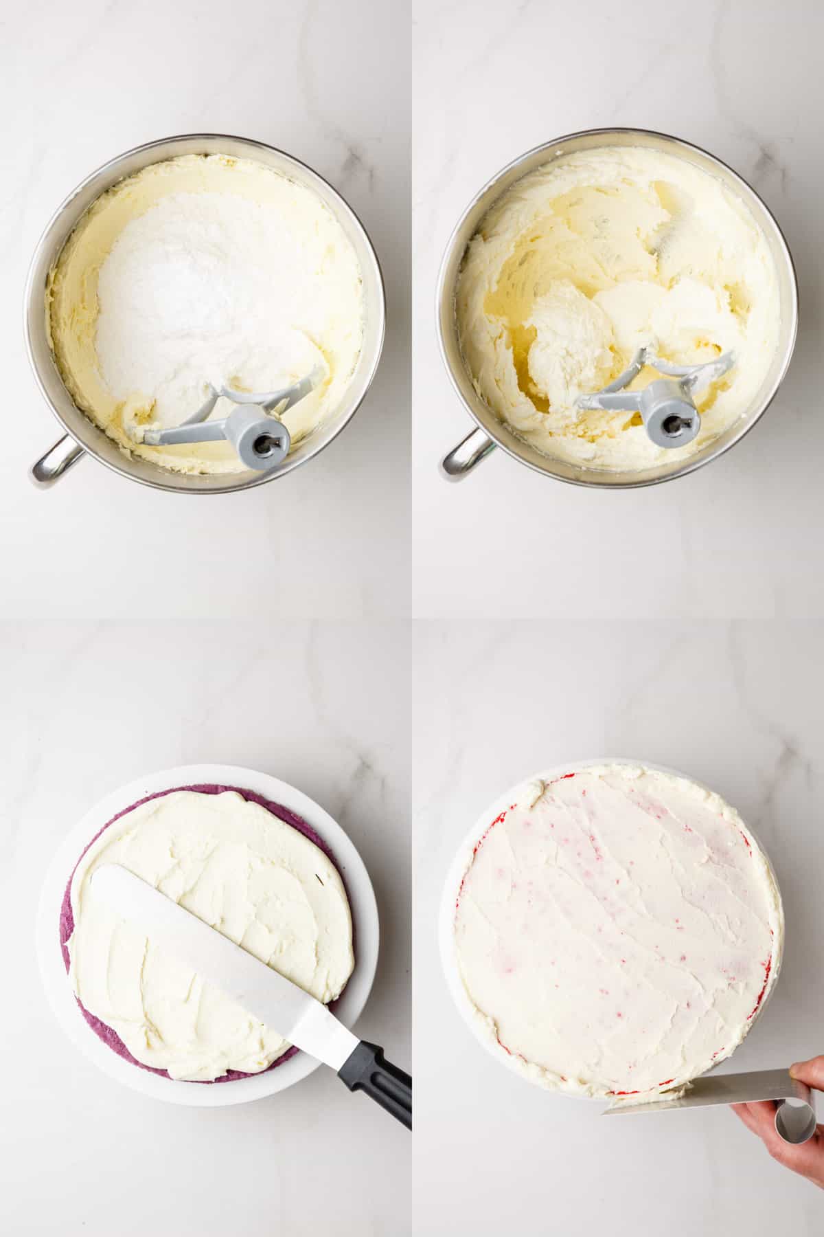 steps to make the rainbow layer cake frosting