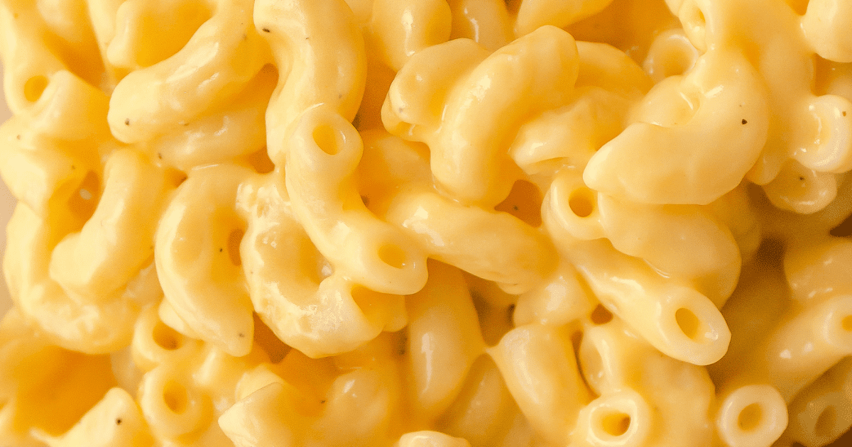close up image of macaroni and cheese made in a crock pot