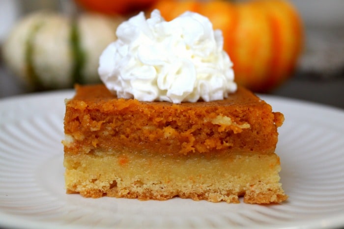 pumpkin gooey butter cake on plate