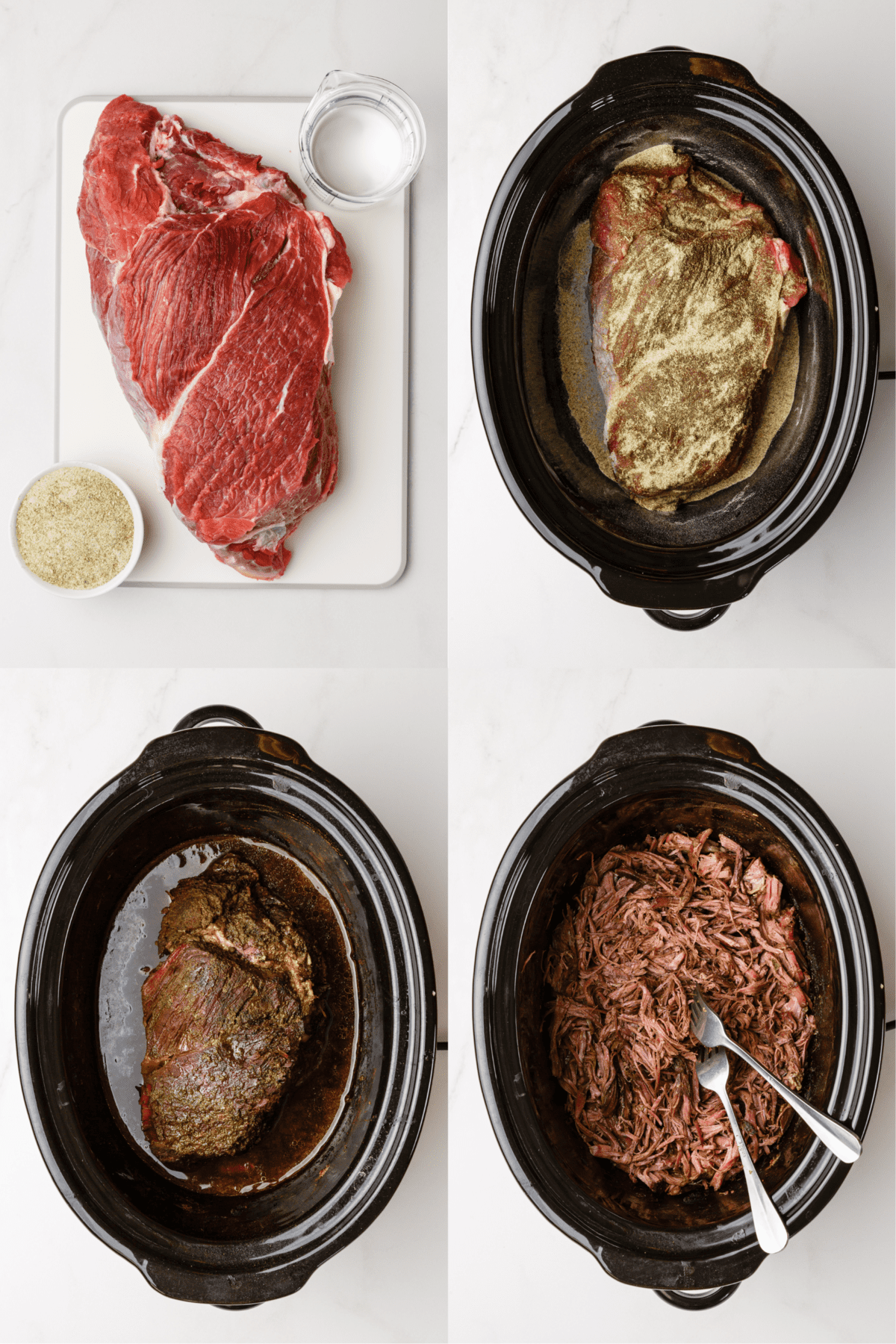 steps 1-4 to make italian beef in a slow cooker