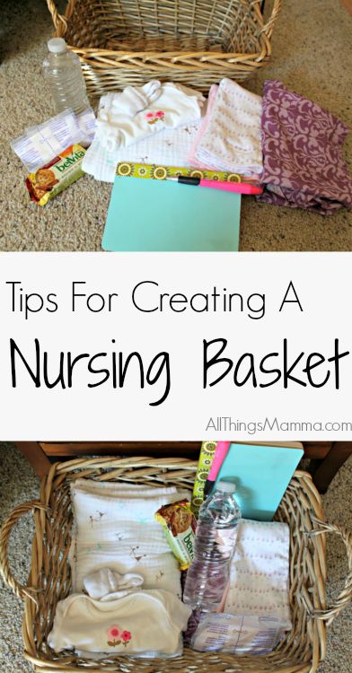 Create a Nursing Basket to help keep what you need at your fingertips while nursing baby throughout the day. 