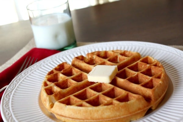 waffle recipe on a white plate on a table