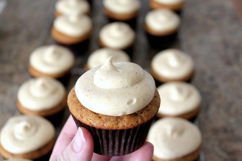 Pumpkin Cupcakes with Pumpkin Spice Cream Cheese Frosting 