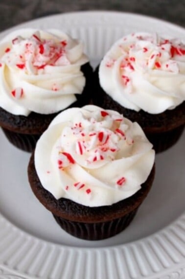 Chocolate Candy Cane Cupcakes