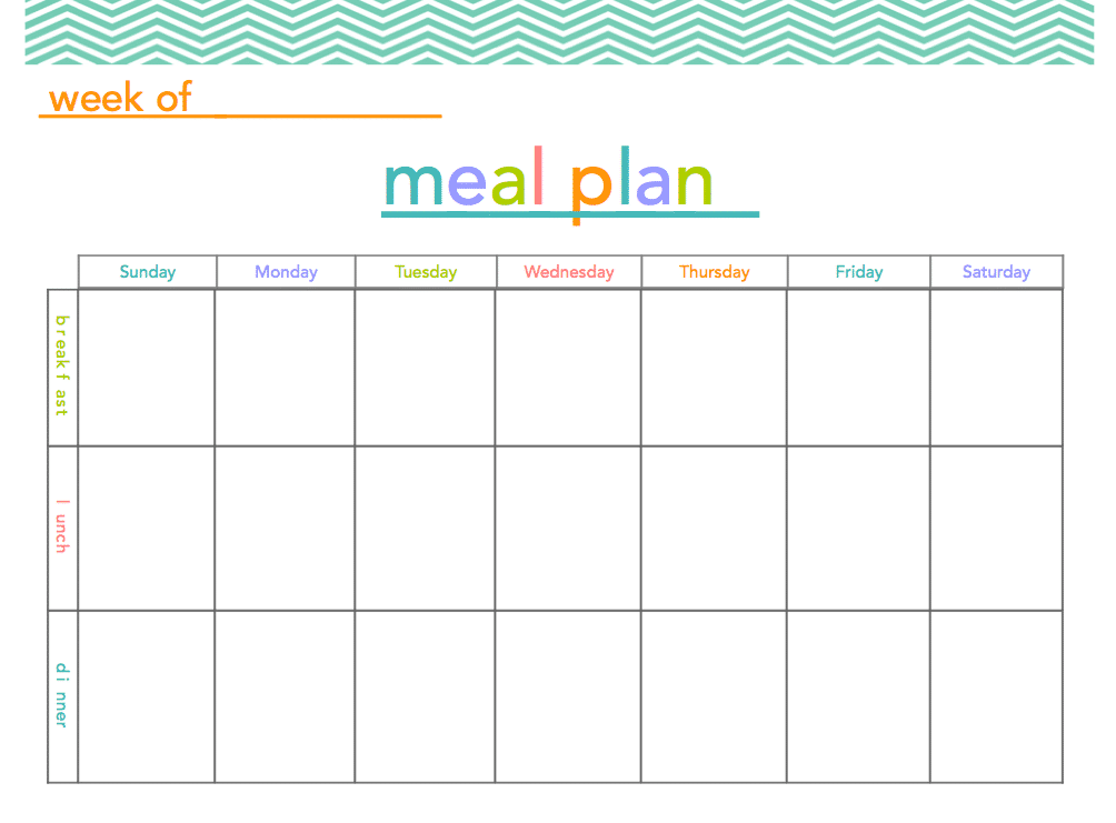 Meal Plan Template Word