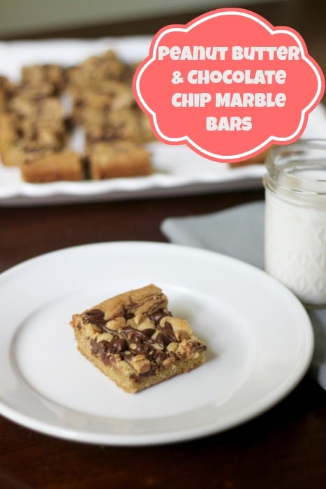 Peanut Butter & Chocolate Chip Marble Bars - A simple and delicious bar cookie recipe that is perfect for sharing or keeping to yourself! 