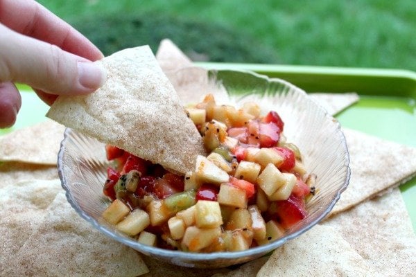 Fruit Salsa with Baked Cinnamon Chips 