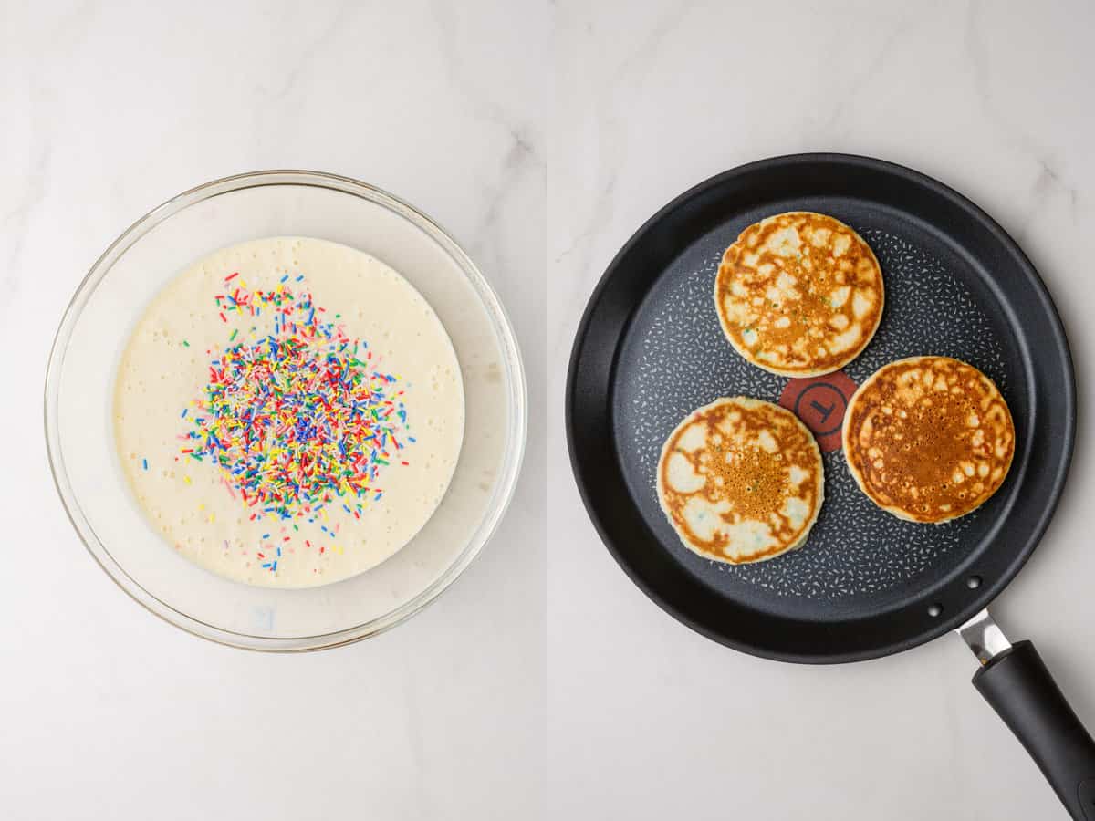 steps to make birthday cake pancakes