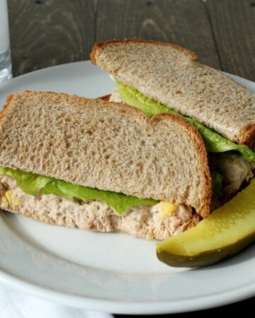 I make this delicious Tuna Salad Sandwich with the best whole wheat bread with no preservatives or additives, homemade mayonnaise and topped with lettuce. It's also great just on lettuce leaves if you're watching your carbs. Whatever way you chose to serve it, it's going to be delicious AND you can feel good about making a healthier decision for lunch!