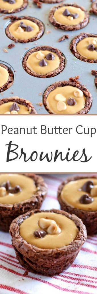 Peanut Butter Cup Brownies! Pull out your favorite boxed mix brownies and make this delicious, peanut buttery, chocolate treat in no time!