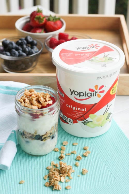 Choose to eat better this summer and make healthy snacks for your family like this Fresh Berry and Coconut Granola Yogurt Parfait! 