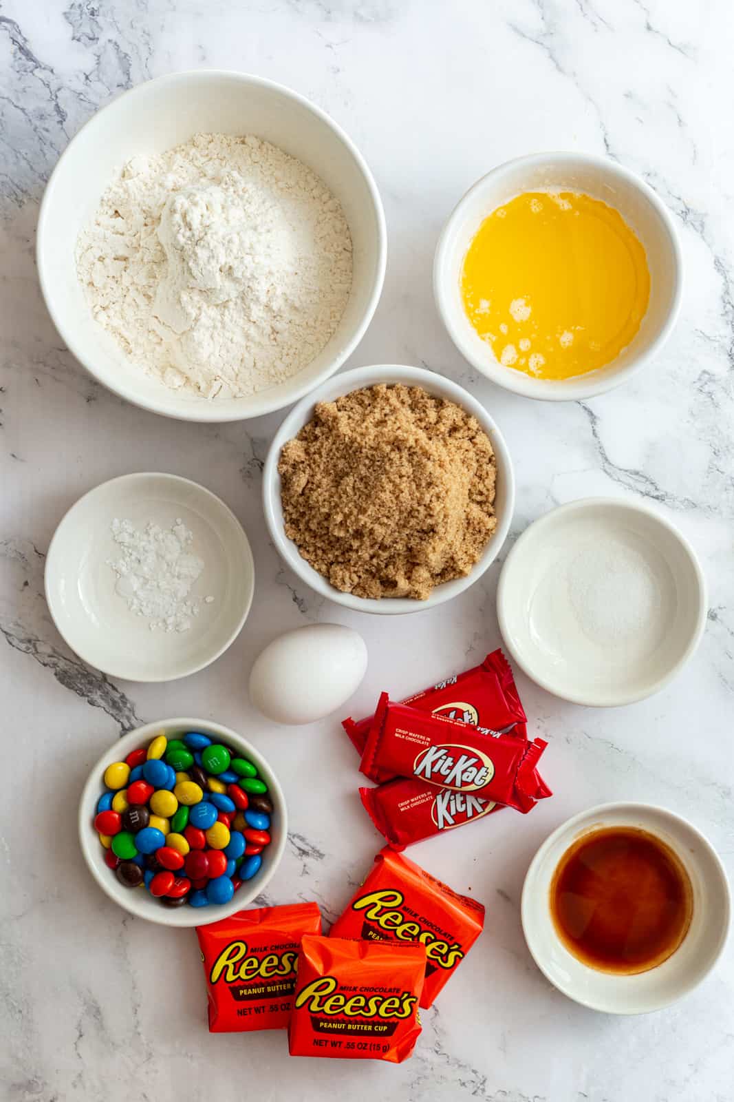 ingredients to make leftover halloween candy cookie bars