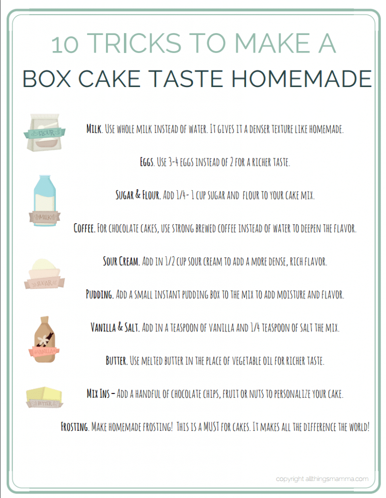 The next time you need to make a delicious cake, use these 10 Tricks to Make A Box Cake Mix Taste Like Homemade!