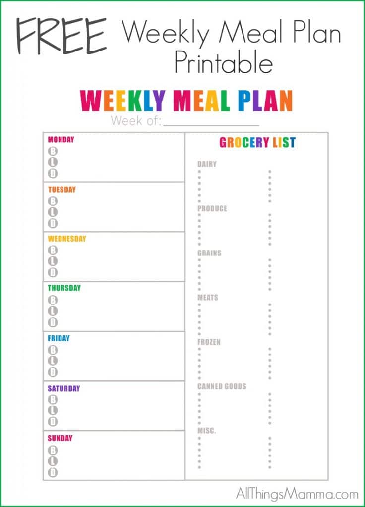 Free Printable Weekly Meal Plan Template - Printable Templates