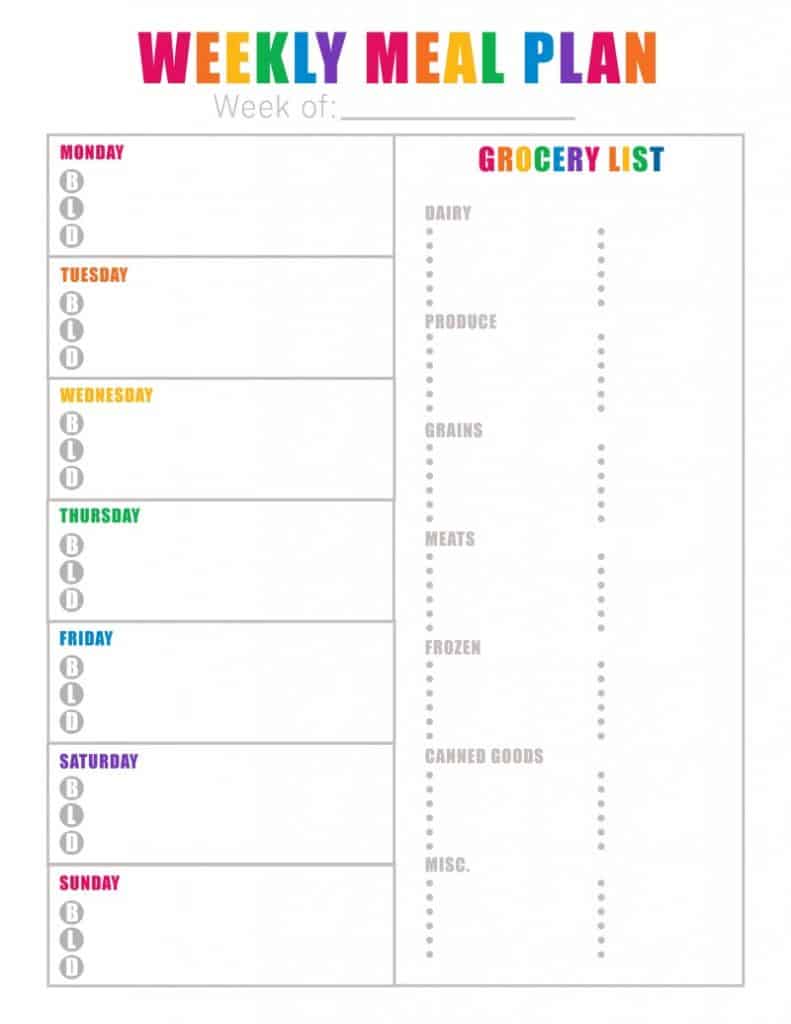 Meal Plan Printable