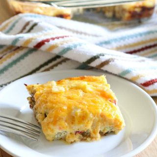 Overnight Breakfast Casserole- the easiest make-ahead casserole loaded with sausage, potatoes, cheese and eggs!