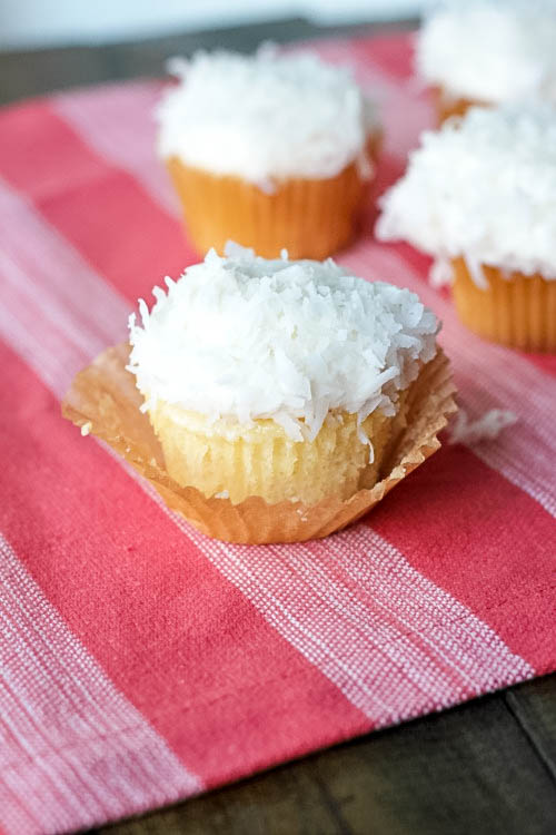 easy cake mix cupcakes topped with coconut 