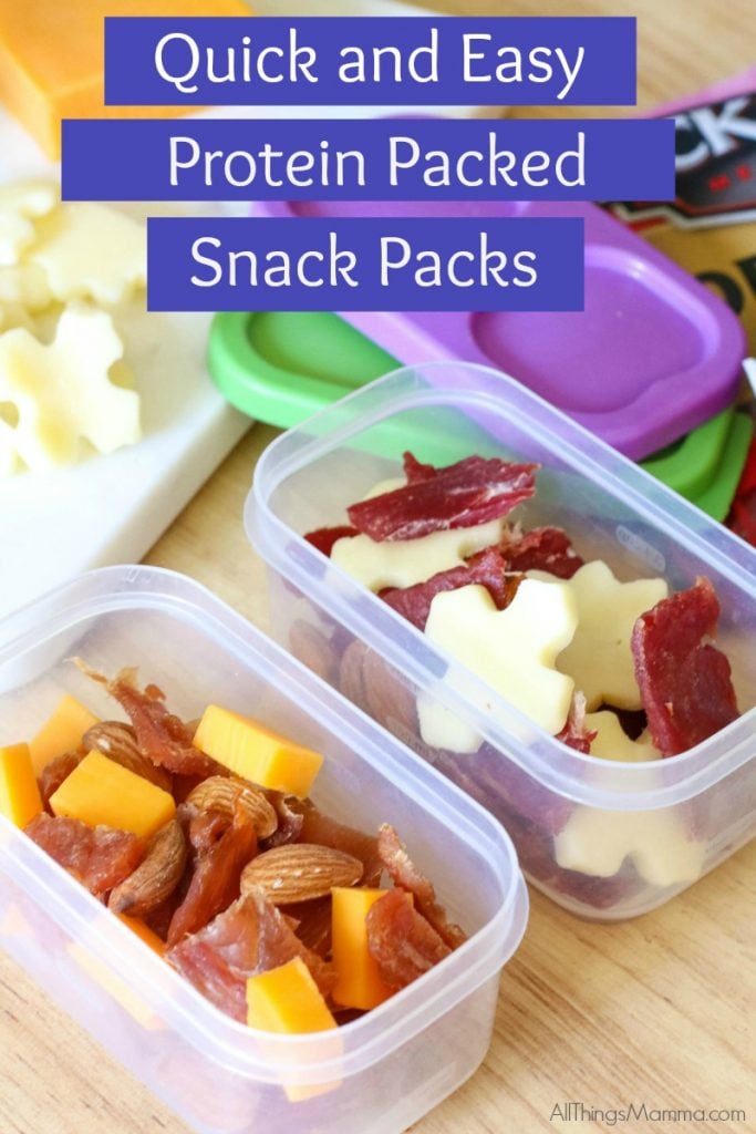  Try these easy to make Protein Packed Snack packs for when your family is on the go to keep them fueled up and ready to go! 