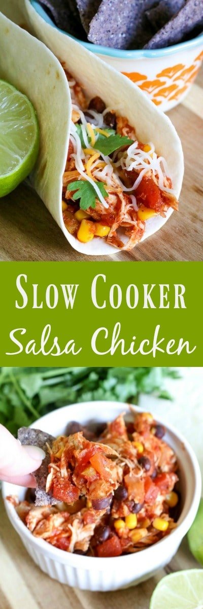 This Slow Cooker Salsa Chicken is the perfect quick and easy meal!