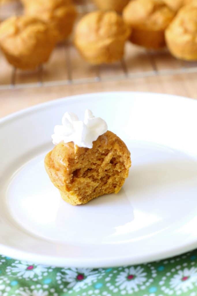 pumpkin spice muffins topped with whipped cream 