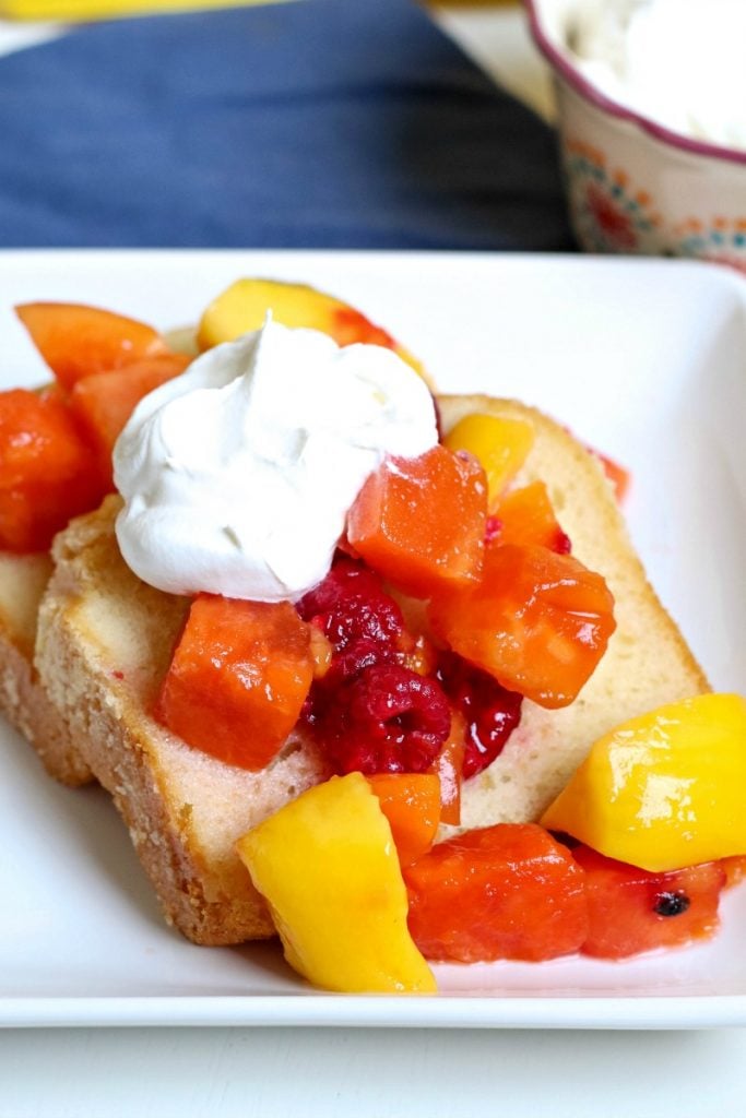 Looking for a healthier dessert? Try this Pound Cake with Fruit and Whipped Cream! It's the perfect easy weeknight dessert that everyone will love!