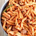 For under $10 and 30 minutes, this One-Skillet Creamy Tomato Italian Sausage Pasta will quickly become a favorite in your home!