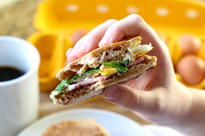 This quick and easy Eggs Benedict Sandwich is the perfect way to start the day! 