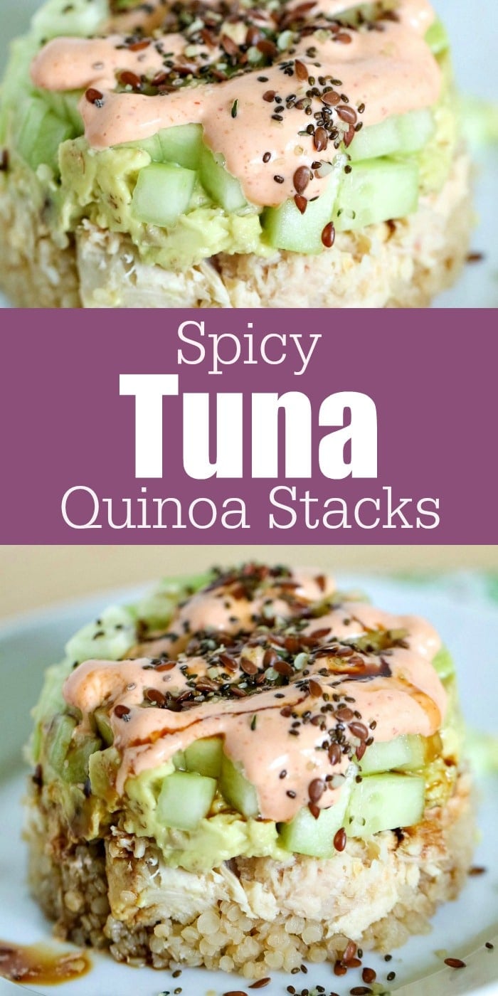 For a quick, easy and delicious meal, try these Spicy Tuna Quinoa Stacks! Full of flavor and good for you, too! 