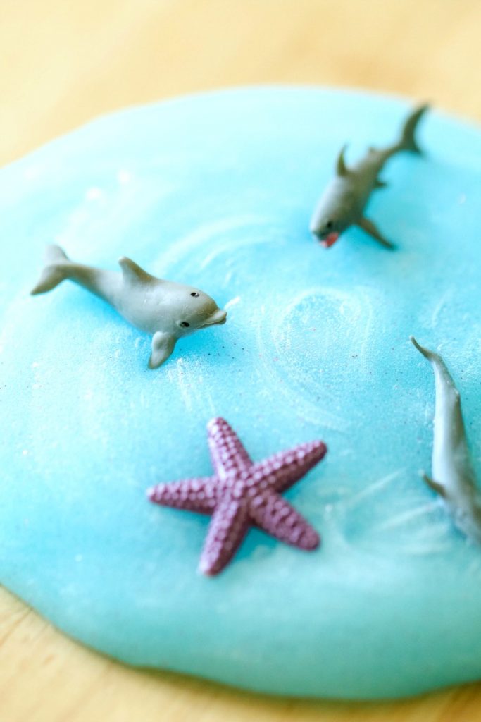 blue slime with sharks and ocean animals