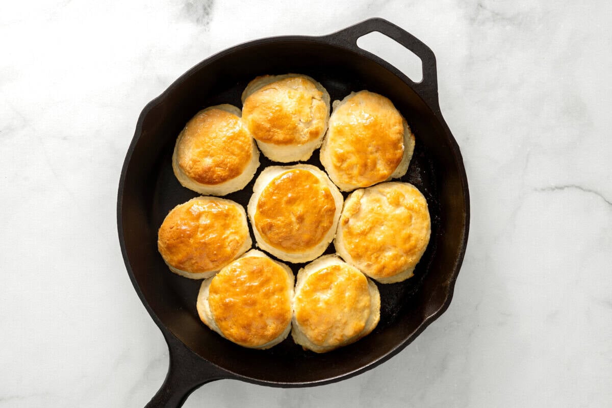 Sprite biscuits in cast iron skillet.