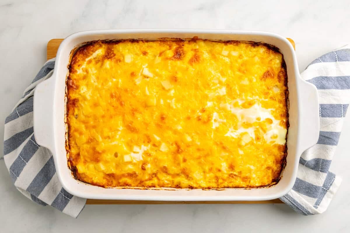 Baked overnight breakfast casserole.