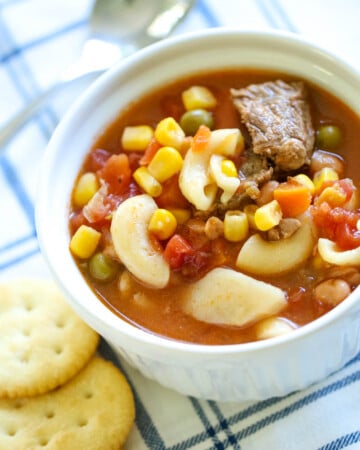 This Vegetable Soup recipe is the ultimate comfort food recipe and for good reason! It’s quick, easy and full of flavor!  The recipe was passed down from my grandmother and is a family favorite! #instant pot #vegetablesoup #soup #recipe | allthingsmamma.com #allthingsmamma