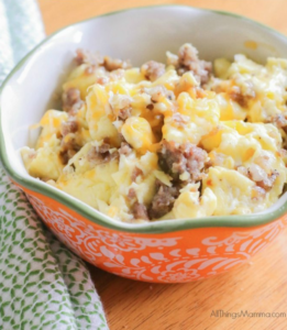 For a quick and easy breakfast meal, try these Sausage & Egg Breakfast Bowls! Easy to make and Trim Healthy Mama and Keto friendly! #breakfast #healthyfood #keto #trimheatlhymama #whole30 #allthingsmamma | allthingsmamma.com