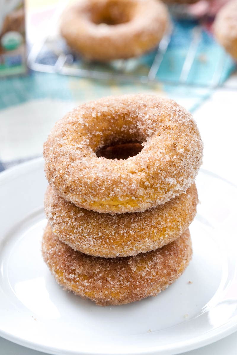 stack of 3 pumpkin spice donuts