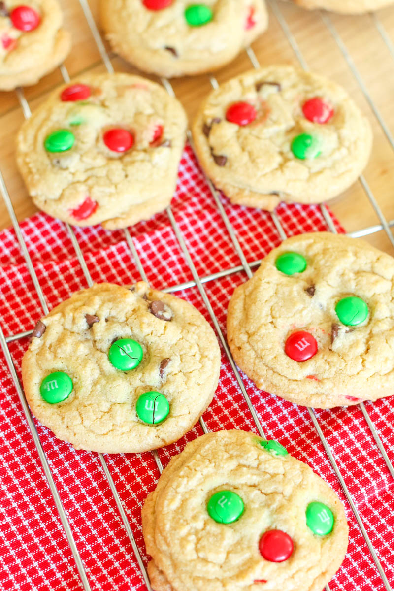 close up of homemade M&M Cookies 