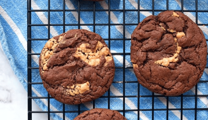 Chocolate Cake Mix Cookies with Peanut Butter