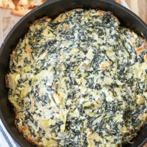 Ever wonder how to make spinach artichoke dip perfectly creamy? Try this perfect baked, hot spinach artichoke dip. #dip #spinach #appetizer #allthingsmamma | allthingsmamma.com