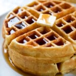 waffle recipe on a plate with butter and syrup