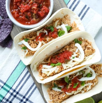 plate of slow cooker chicken tacos