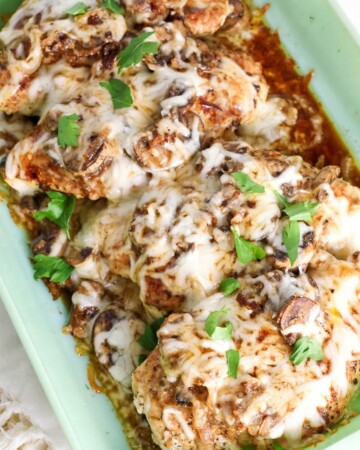 The Easiest Baked Cheesy Chicken with Mushrooms