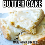 pinnable image with words ooey gooey butter cake
