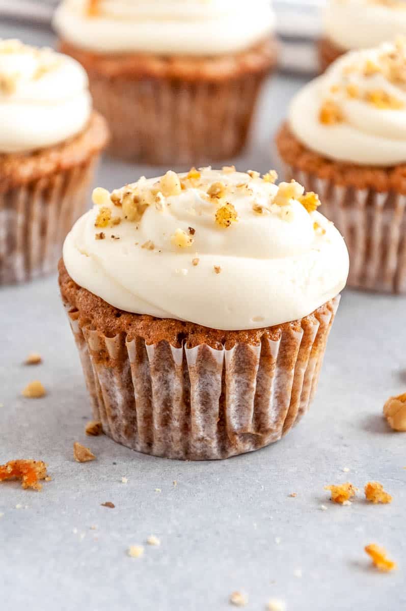homemade carrot cake cupcakes with cream cheese frosting