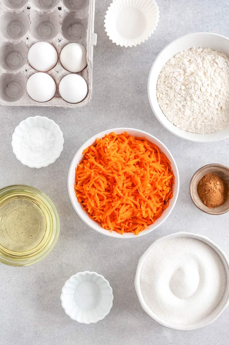 ingredients to make carrot cake cupcakes from scratch