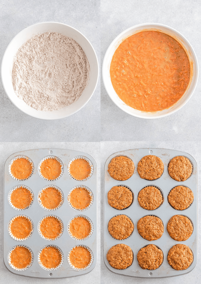 steps to make carrot cake cupcakes