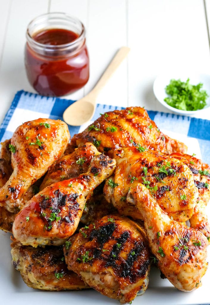 BBQ chicken on a serving platter 