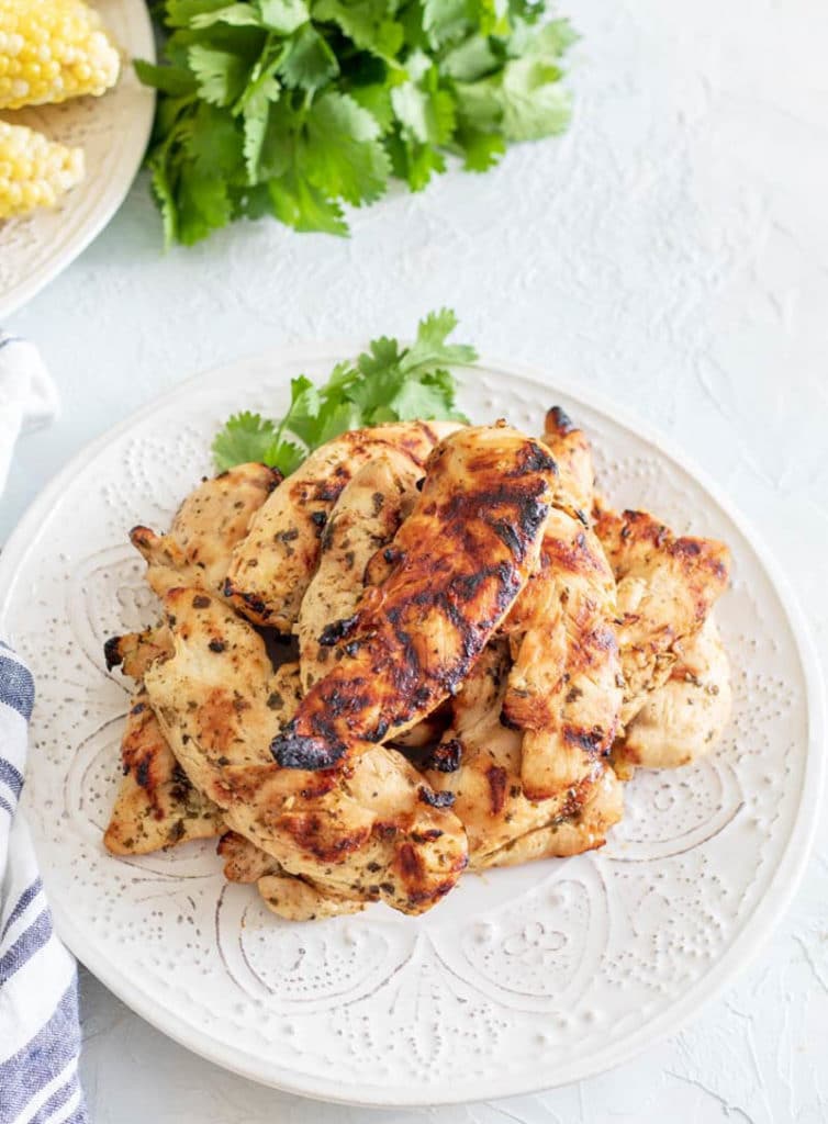 grilled chicken tenders on a plate 