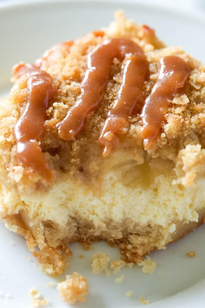 easy cheesecake bars topped with caramel sauce 